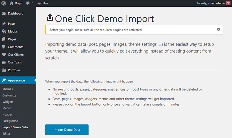 Import Demo Data