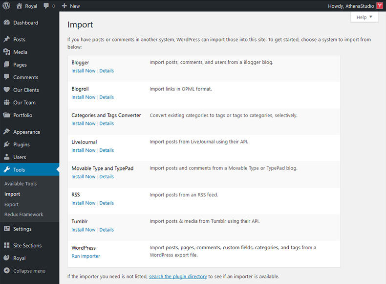 Import XML