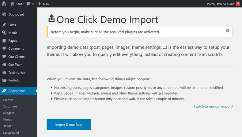 Import Demo Data