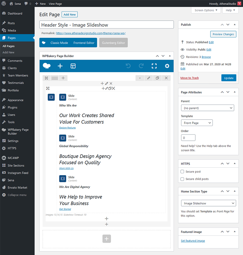 Setup Front Page